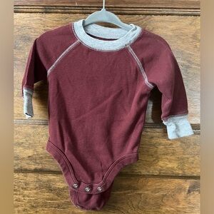 Old Navy Maroon and Gray Kids Bodysuit (3-6 months)